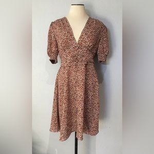 Shein Orange Multicolor Flower Print Dress, Size M